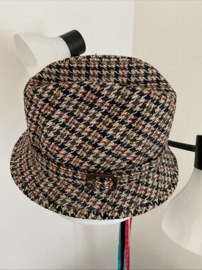 Dunn & Co Mens Houndstooth Fedora Hat Wool Blend Britain 7 (57 CM)